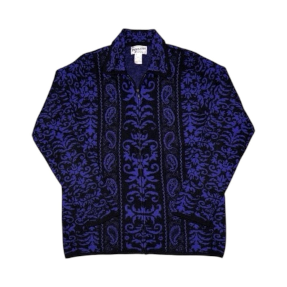 Vintage Pendleton Wool Paisley Zip Cardigan Sweater